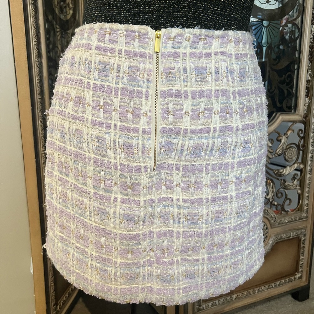 House of Harlow 1960 Lavender and Cream Tweed Mini Skirt - Picture 3 of 6